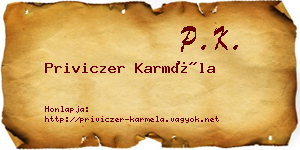 Priviczer Karméla névjegykártya